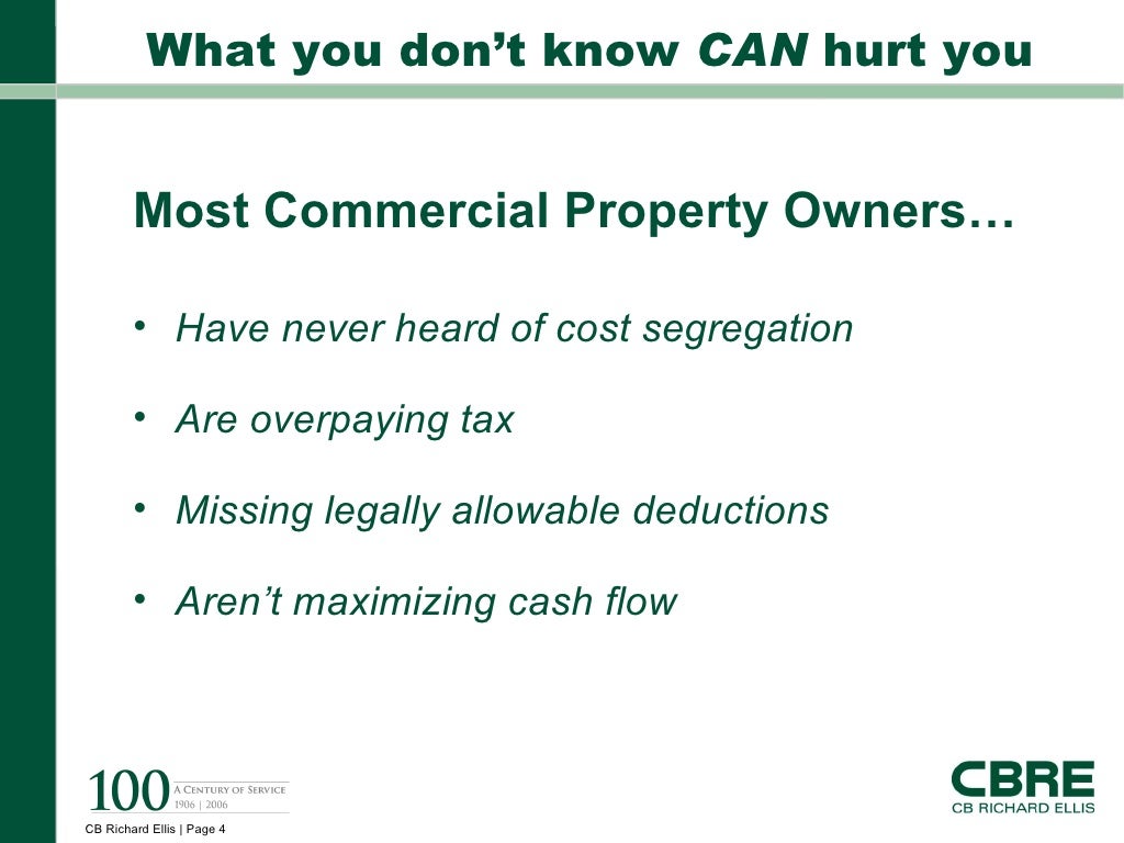 CBRE Cost Segregation Tax Benefits for Commercial Property Owners