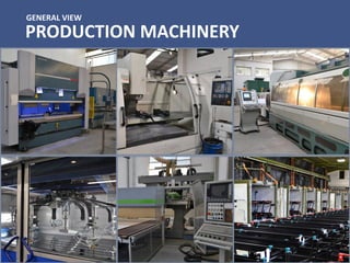 GENERAL VIEW
PRODUCTION MACHINERY
1. PAINTING
1.1 PAINTING CABINS
2. STRUCTURE AND EQUIPMENT
2.1 MECANICAL
2.2 ELECTRICITY
2.3 BRIDGE CRANE
3. PANELLING AND FURNITURE
3.1 PAINTING ROBOT
3.2 PANTOGRAPH AND SANDER
3.3 PANEL MOUNTING AND FURNITURE
4. FINAL ASSEMBLY
5. INSPECTION AND DELIVERY
6. AUXILIAR PRODUCTS
6.1 SUPPORTS AND BRACKETS
6.2 MACHINING
6.3 IRONWORKS
6.4 LASER CUTTER
6.5 SEAT TESTING FACILITY
7. AFTERSALES
8. SUPPORT FACILITIES
9. OFFICES
9.1 MECANICAL/ELECTRICAL R&D
9.2 ELECTRICITY/ELECTRONIC
10. WAREHOUSE (UPSTAIRS)
2017 NEW FACILITY:
QUALITY CONTROL &
DELIVERY
2019 NEW FACILITY: VAN
PARK
2020 NEW FACILITY
 