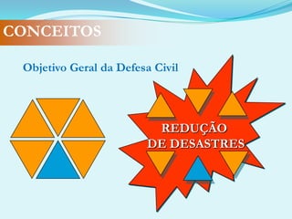 CONCEITOSRISCOProbabilidade de ocorrência de um desastre, relacionada com a ameaça existente e o cenário vulnerável.