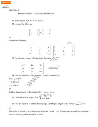 Cbse 12 Class Maths Sample Papers Model 4 | PDF