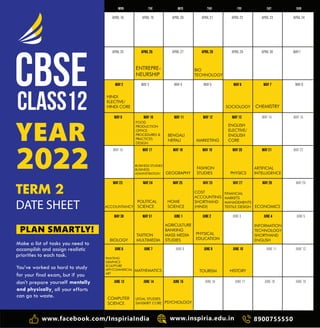 CBSE 12 Term 2 2022 datesheet-2022 | PDF