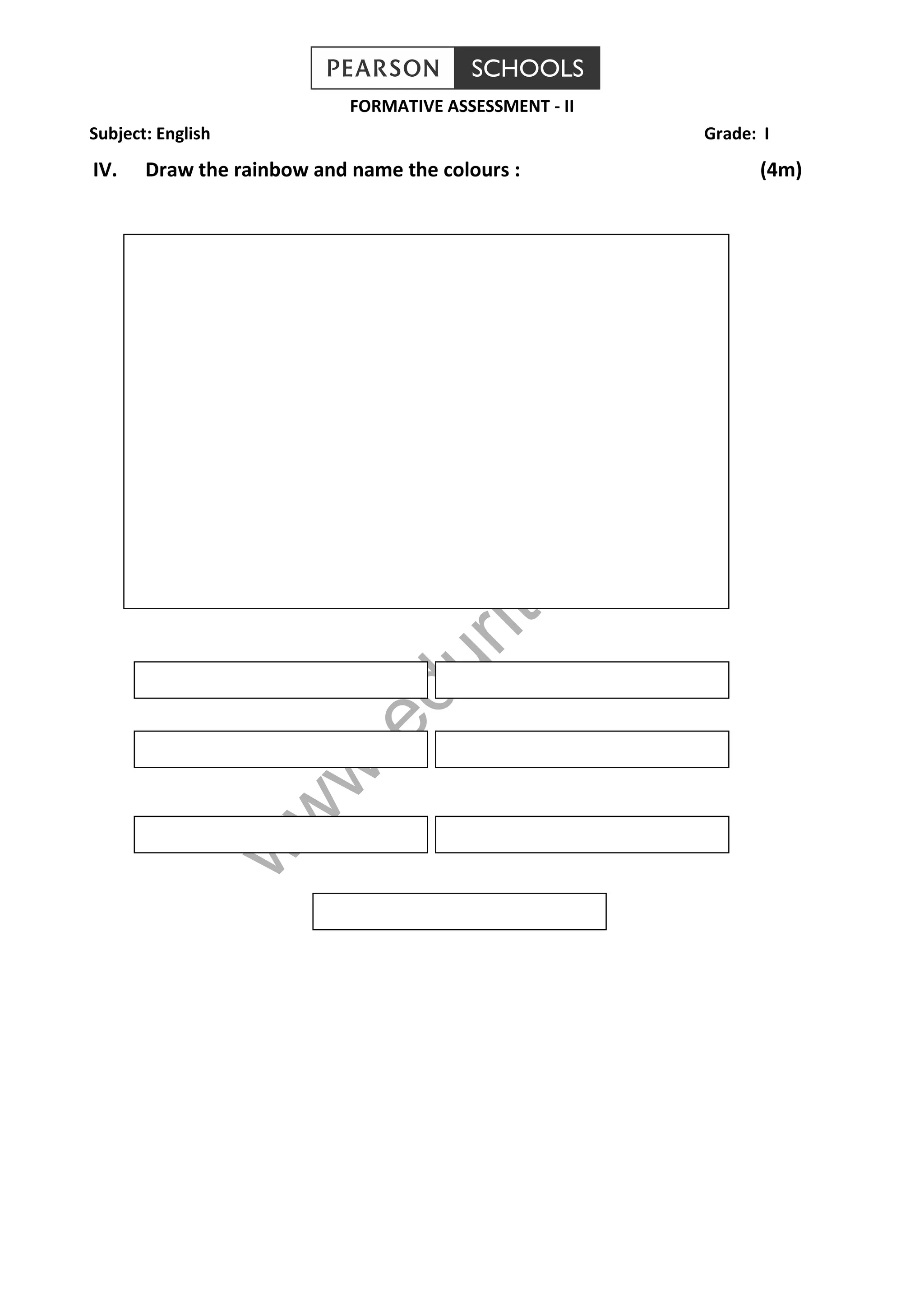 Class 1 CBSE English Question Paper FA 2 PDF