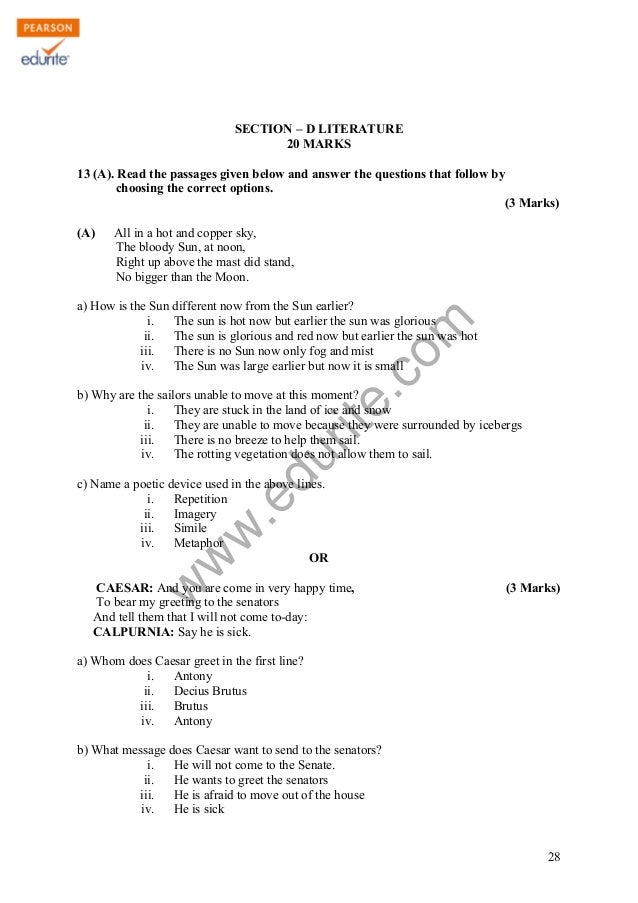 Cbse 10 sample paper 2021 image