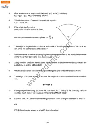 Class 10 Cbse Maths 2010 Sample Paper Model 2 | PDF