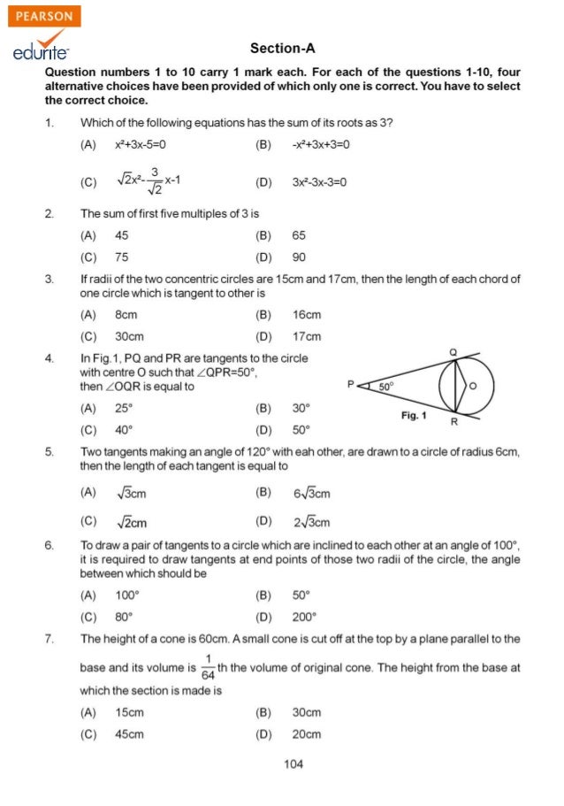 Class 10 maths past papers image