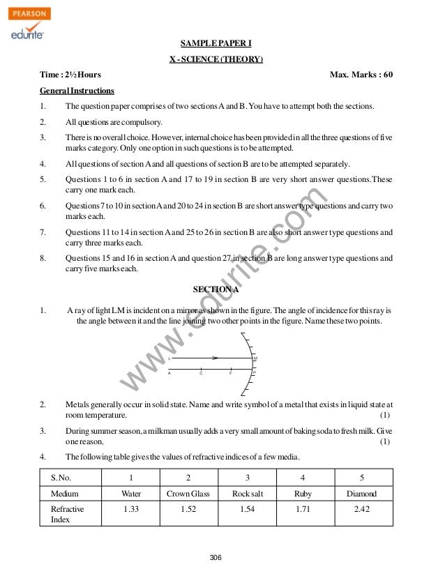 Class 10 Cbse Science Sample Paper