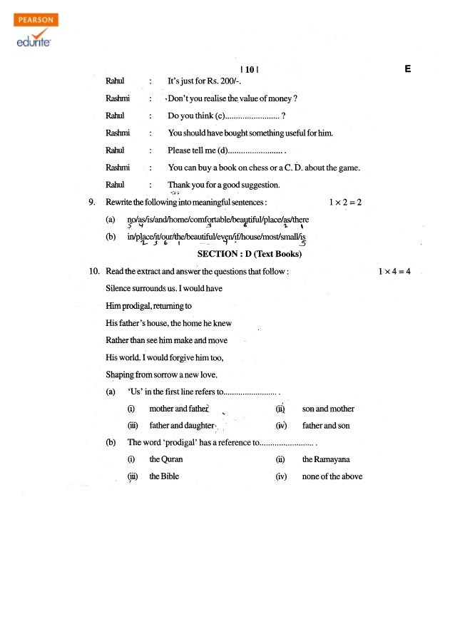 Class 11 cbse English Core Question Paper Term 2 201112