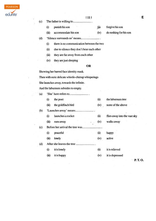 Class 11 cbse English Core Question Paper Term 2 201112