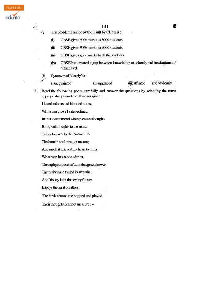 Class 11 cbse English Core Question Paper Term 2 201112