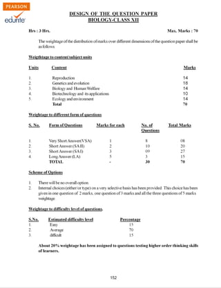 Class 12 Cbse Biology Sample Paper 2012 Model 1 | PDF