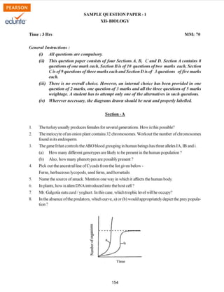 Class 12 Cbse Biology Sample Paper 2012 Model 1 | PDF