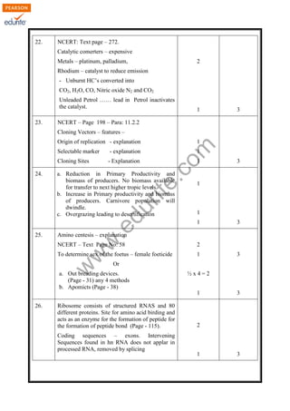 Cbse Class 12 Biology Sample Paper 2012-13 Model 1 | PDF