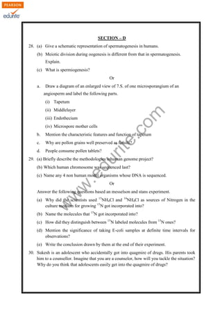 Cbse Class 12 Biology Sample Paper 2012-13 Model 1 | PDF