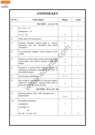 Cbse Class 12 Biology Sample Paper 2012-13 Model 1 | PDF