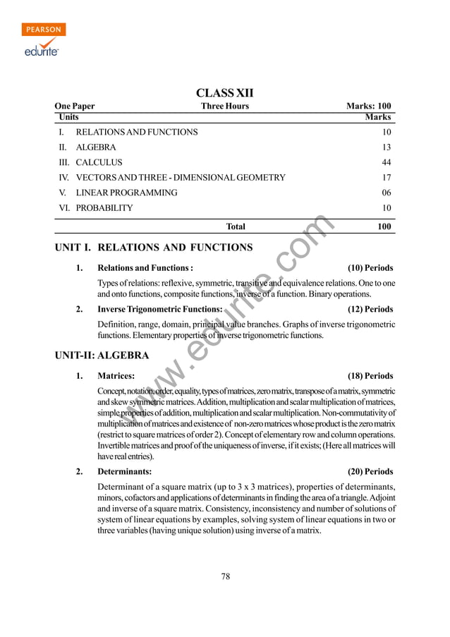 Class 12 Maths Syllabus 2012-13 | PDF | Physics | Science