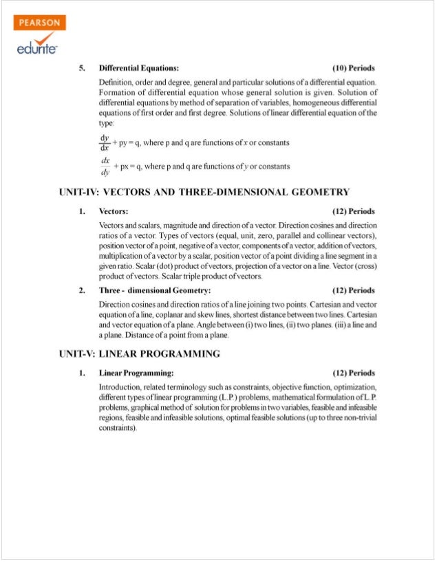 Class 12 cbse maths syllabus 2013 14