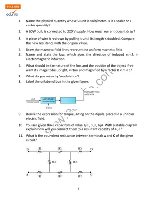 Class 12 Cbse Physics Sample Paper 2013 Model 1 | PDF