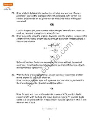Class 12 Cbse Physics Sample Paper 2013 Model 1 | PDF