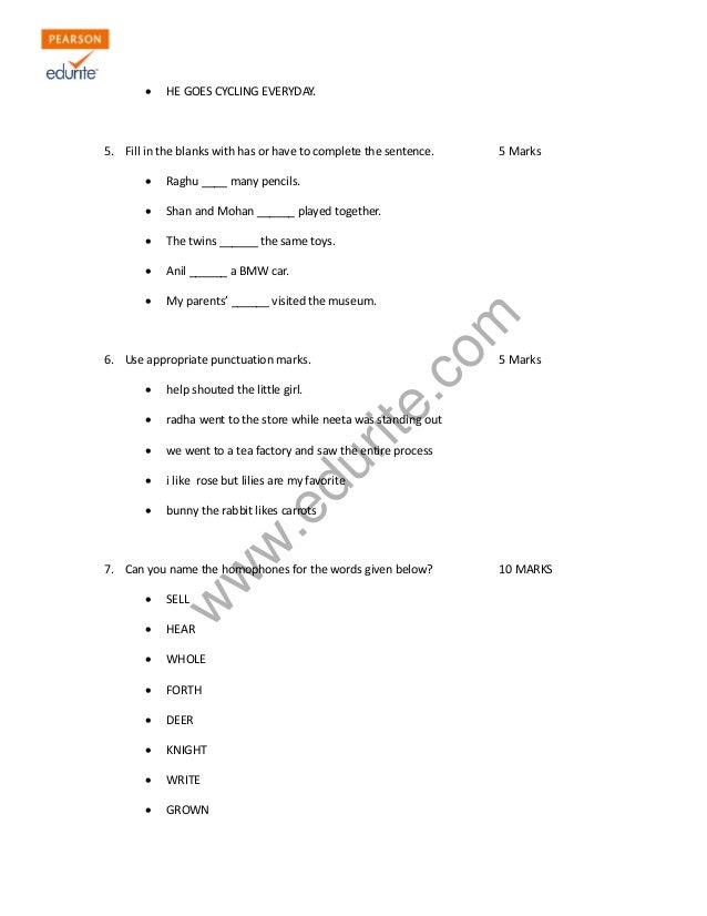 Class 2 CBSE English Sample Paper Model 1