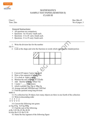 class 3 cbse maths sample paper term 2 model 1