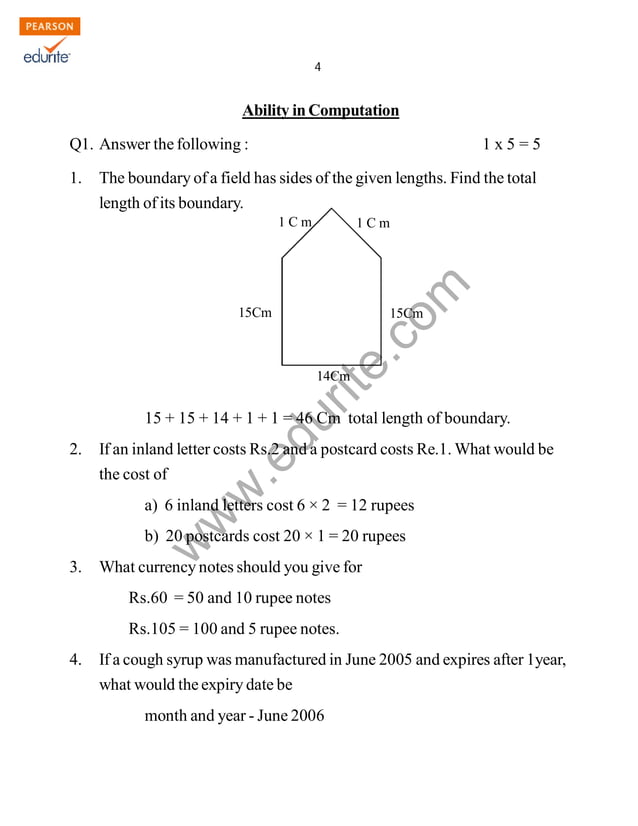 Class 4 Cbse Maths Question Paper PDF