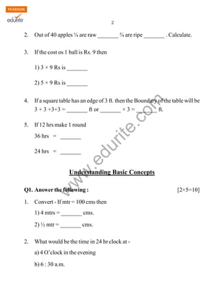 Class 4 Cbse Maths Question Paper | PDF