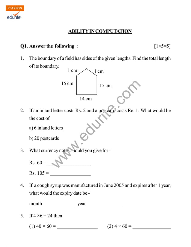 Class 4 Cbse Maths Question Paper PDF