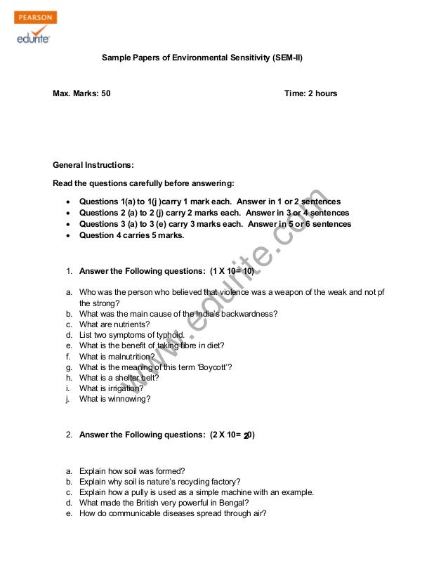 Class 5 Cbse Evs Sample Paper Term 2 Class 5 Cbse Evs Sample Paper Term 2