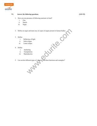 Class 6 Cbse Science Sample Paper Model 2 | PDF