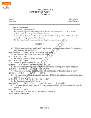 Class 9 Cbse Maths Sample Paper Model 3 | PDF