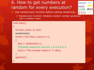 CBSE, Grade12, Computer Science, Random Numbers - Notes | PPT