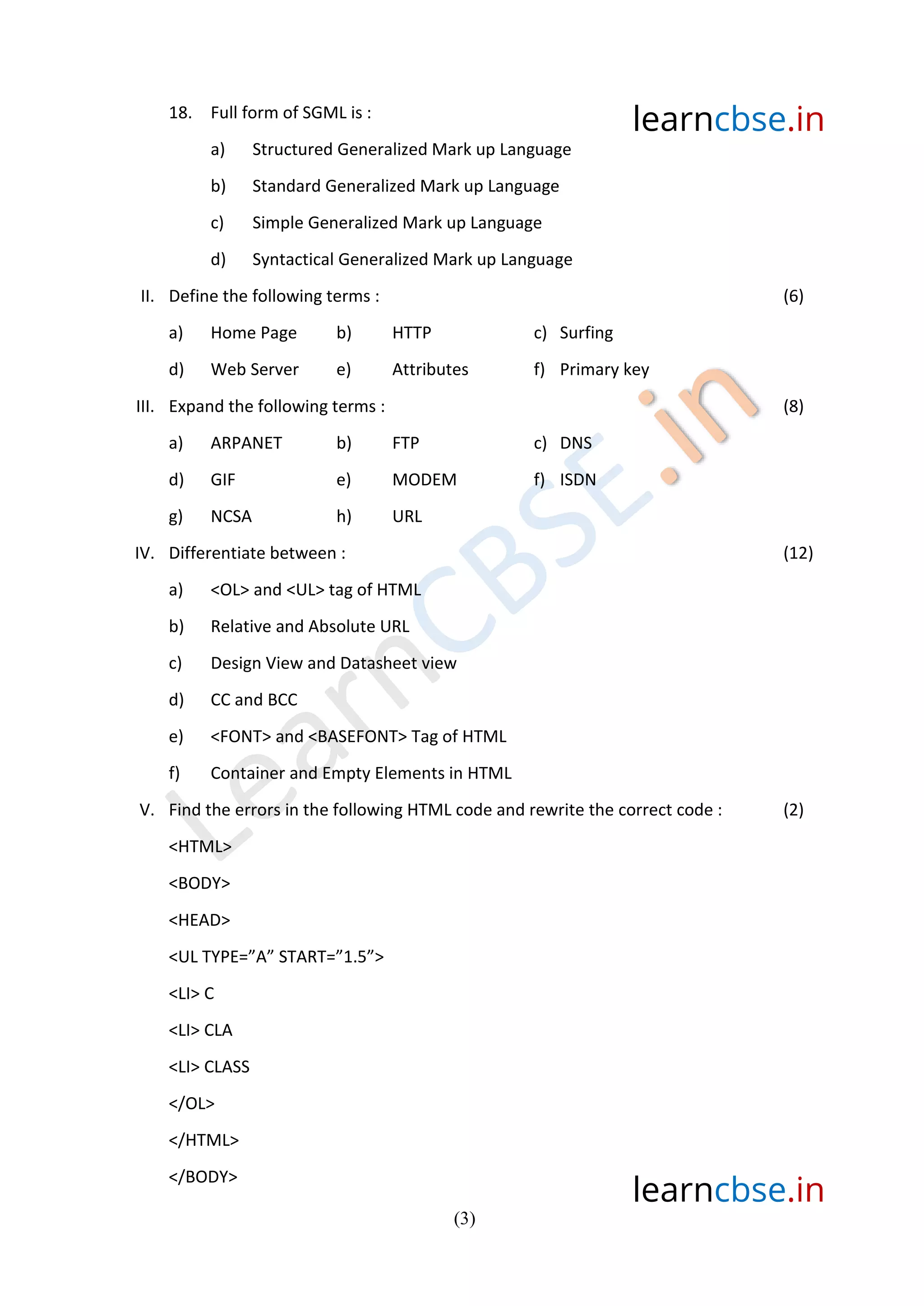 Cbse class 10 computer science sample paper sa1 2014 (1) | PDF