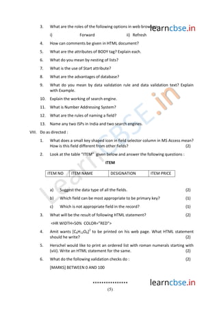 Cbse class 10 computer science sample paper sa1 2014 (1) | PDF