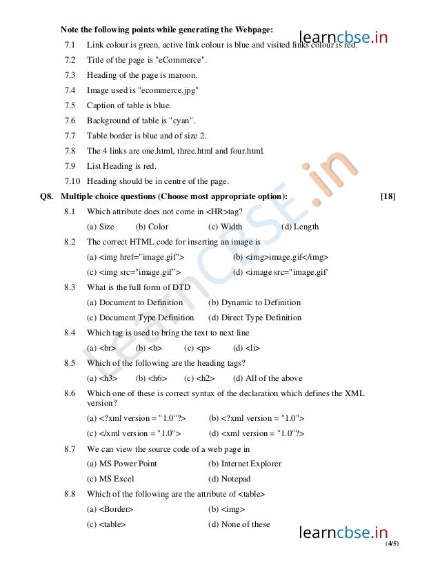 Cbse class 10 computer science sample paper sa2 2014