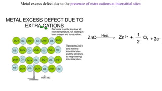 Metal excess defect due to the presence of extra cations at interstitial sites:
 