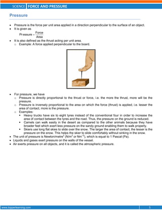 CBSE Class 8 Topic Force and Pressure - TopperLearning | PDF