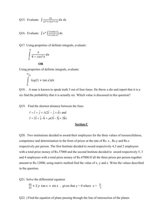 CBSE Mathematics sample question paper with marking scheme | PDF