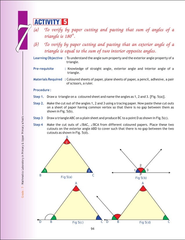 exterior angle sum property of a triangle activity angle sum