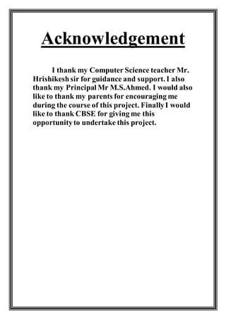 Cbse project computer science xii 2018 | DOCX