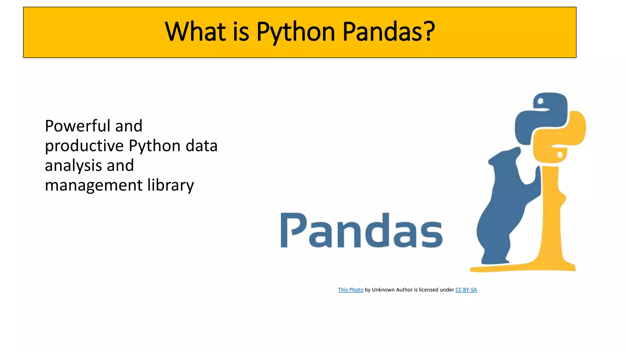 Data Analysis with Python Pandas | PPT