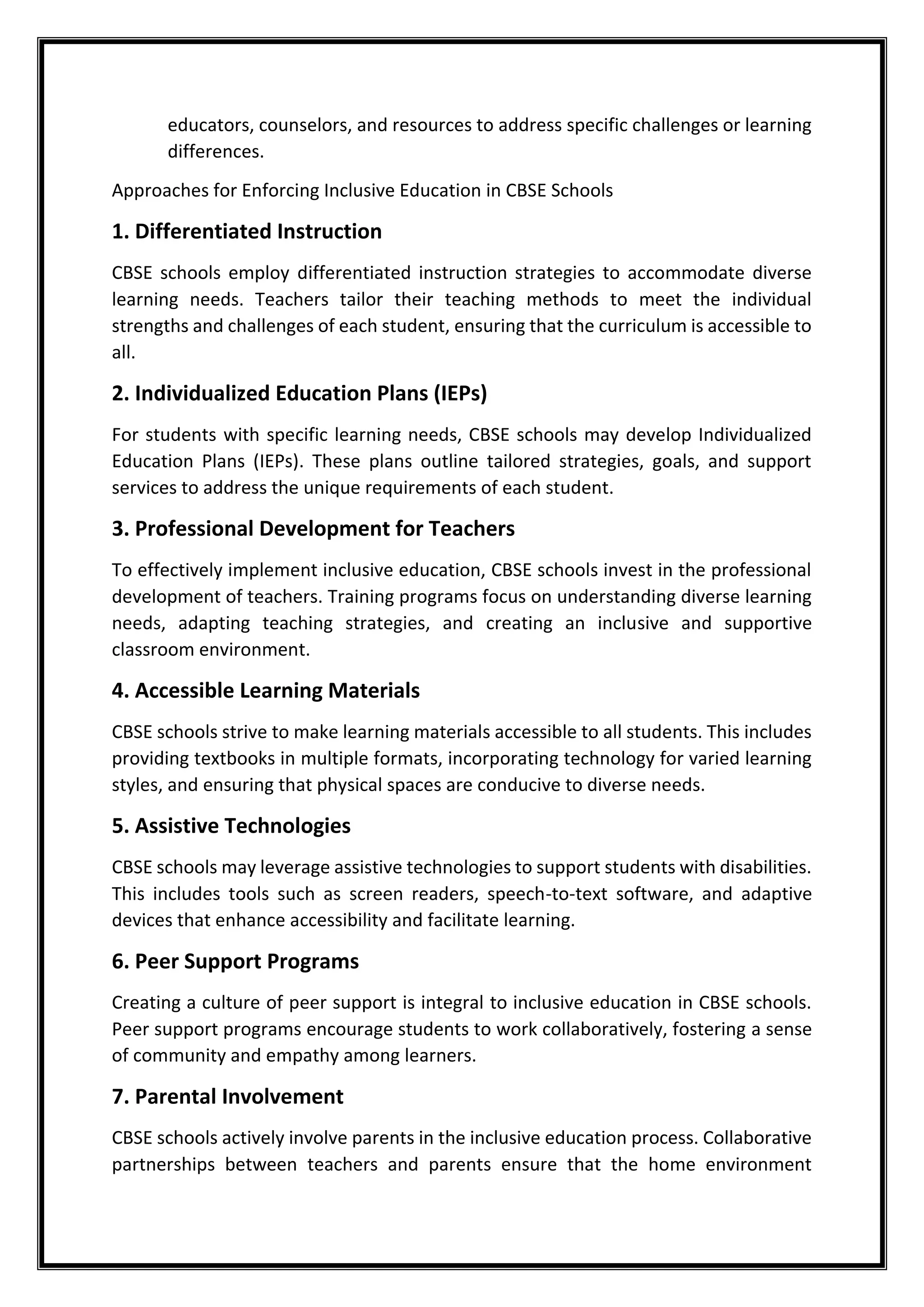 CBSE Schools and Inclusive Education Meeting Diverse Learning Needs | PDF