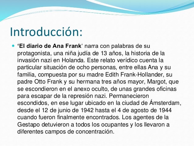 El Diario De Ana Frank Introduccion