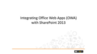 Integrating Office Web Apps (OWA) 
with SharePoint 2013 
 