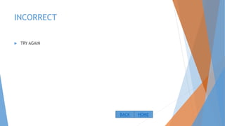 INCORRECT
 TRY AGAIN
BACK HOME
 
