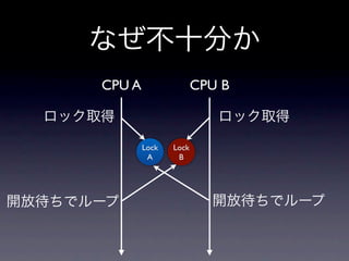 CPU A                 CPU B



        Lock   Lock
         A      B
 
