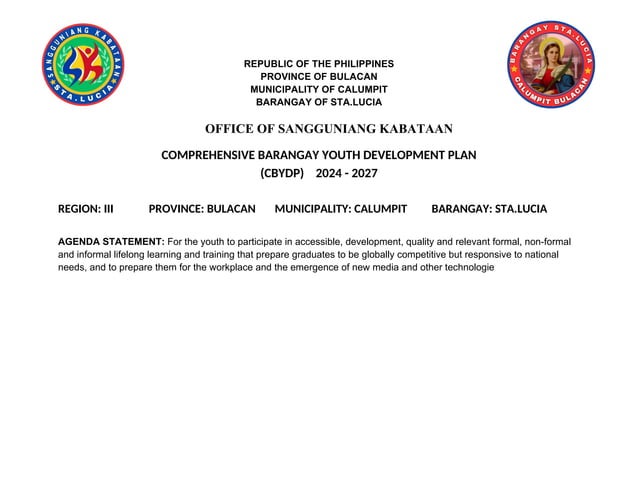 Comprehensive barangay youth development plan | PPT