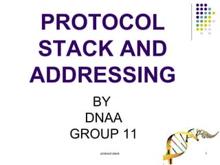 PROTOCOL STACK AND ADDRESSING BY  DNAA GROUP 11 protocol stack 
