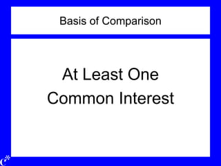 Basis of Comparison
At Least One
Common Interest
 