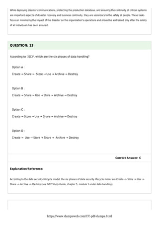 [2025] Prepare instantly with cc dumps isc2 | PDF