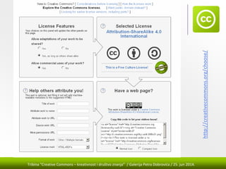 Tribina "Creative Commons – kreativnost i društvo znanja” / Galerija Petra Dobrovića / 25. jun 2014.
http://creativecommons.org/choose/
 